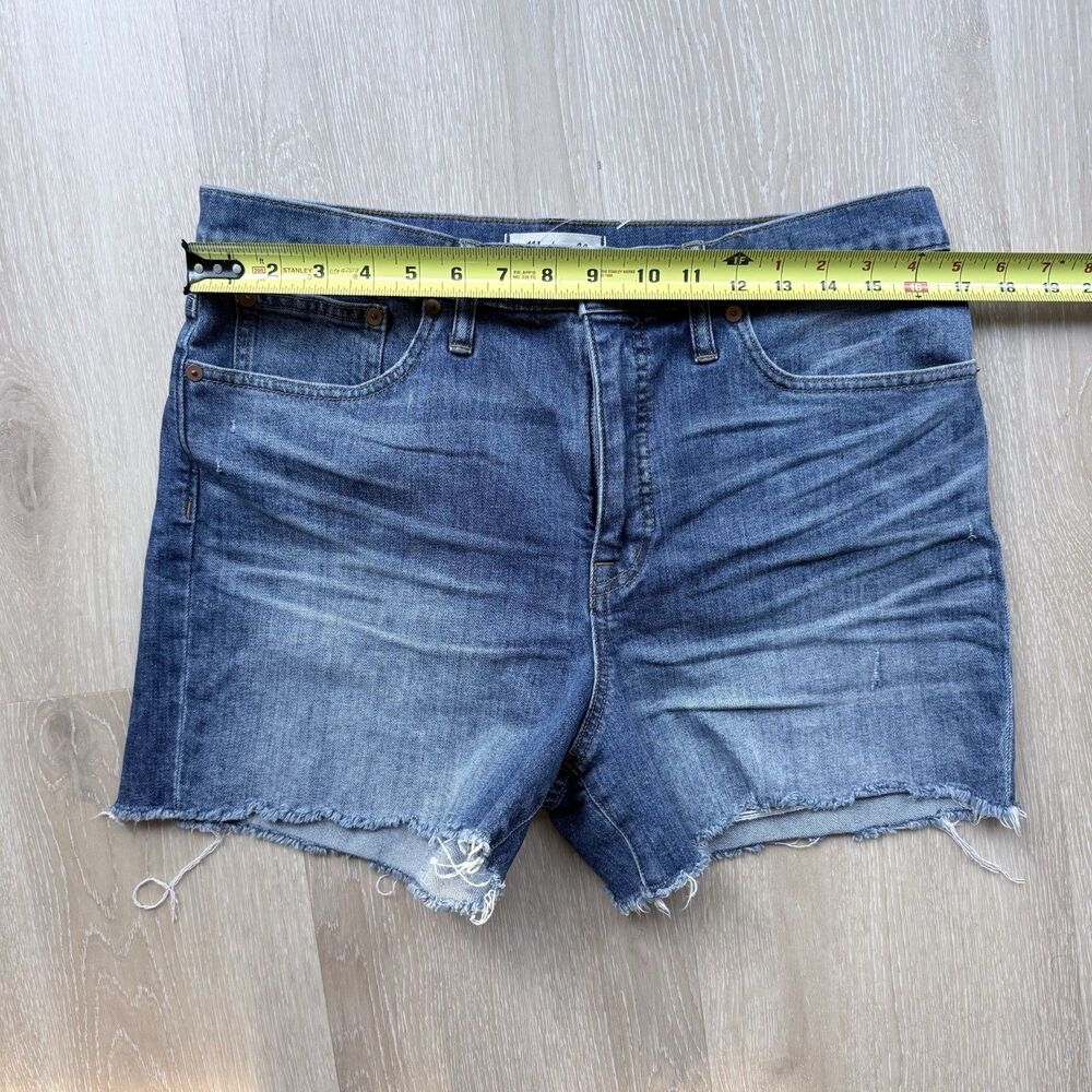 Madewell High-Rise Denim Shorts Sz 31 Raw Hem Medium Wash Cut Offs Coastal Boho - Picture 5 of 8